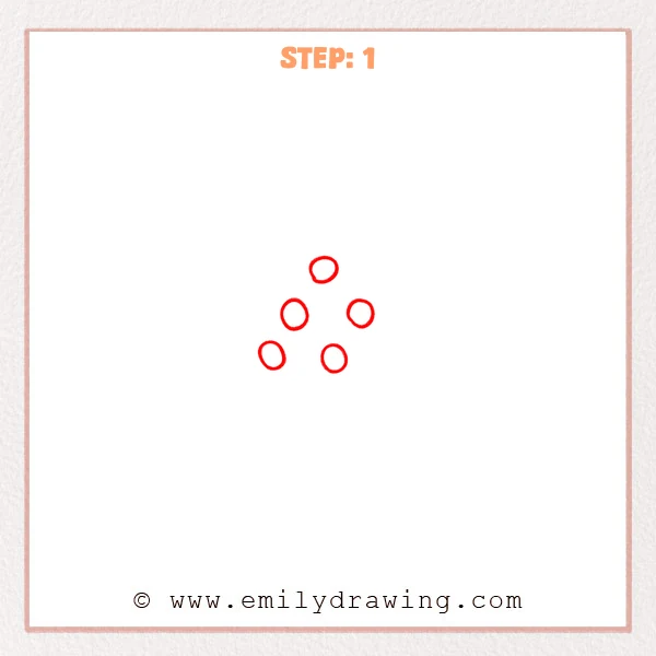 how to draw a golf ball - A beginner sketch showing five small circles arranged in a triangle as the first dimples for a golf ball.
